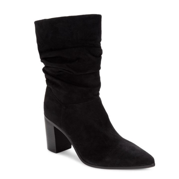 SCHUTZ Ashlee Block Heel Slouchy Suede Boots Black Size 8.5 - Picture 1 of 13